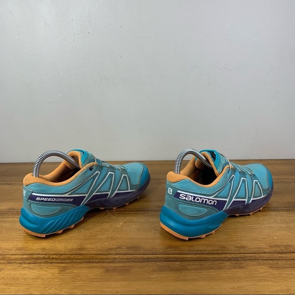 Salomon Speedcross Light Blue Orange Trail Running Shoe Size 6 - Picture 5 of 9